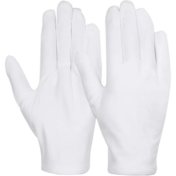 12 Pairs White Cotton Gloves Cloth Serving Gloves for Eczema