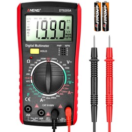 EIIEHX Multimeter, Digital Multimeter with DC-AC Voltmeter and Ohm-Volt-Amp Tester, Measures Voltage 2000 Counts, Current, Resistance, Backlit LCD Display with Test Leads