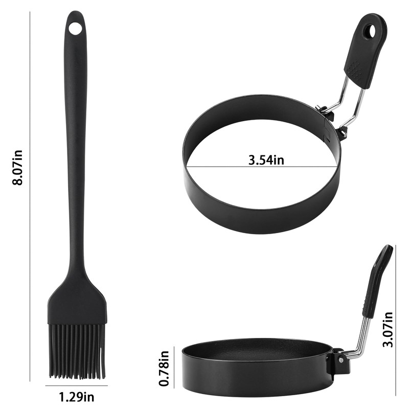 Stainless Steel Egg Rings Set 3.5 Inch Round Egg Mold