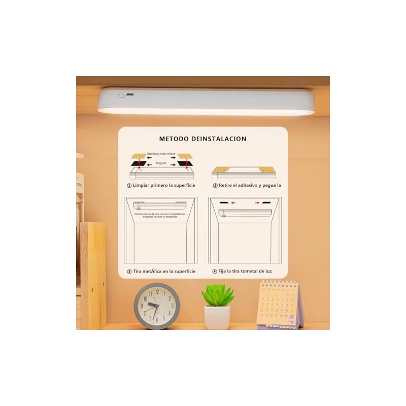 6PCS 30CM Luz LED Magnética Con Sensor De Movimiento (Cálida