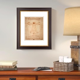 WYNCO 11x14 Mahogany and Antique Bronze 2 Tone Vintage Picture Frame, Matted for 8x10 Photos or Art Works, 1.5 in Wide Reverse Polystyrene Profile, Bronze Inner