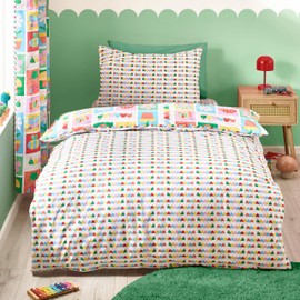 Catherine Lansfield Kids Curious Caterpillar Reversible Junior Duvet Cover Set with Pillowcase Bright
