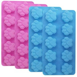 Food Grade Silicone Paw Print Mold, DaKuan Set of 4 Packs Reusable Dog Cat Animal Paw Ice Candy Chocolate Baking Mold, Oven, Freezer, Dishwasher Safe
