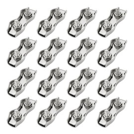 Runseaway 16PCS M3 304 Stainless Steel Duplex Wire Rope Clip Cable Clamps, Double Bolt Wire Cable Clamp, 2-Post Cable Clip Fasteners for 1/8 Inch (3mm) Diameter Wire Cables