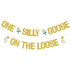 One Silly Goose on the Loose Banner Goose Baby Shower Decoration Goose First Birthday Decoration Gold Glitter