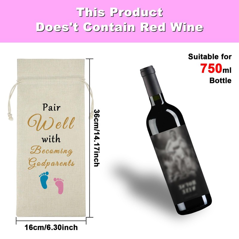 Godparents to Be Gift Wine Bag New Godparents Gift Godparents