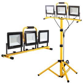 Luces de trabajo de 22000 lúmenes con soporte, luz de trabajo LED portátil de 3 cabezales, con soporte de trípode ajustable y plegable, l...