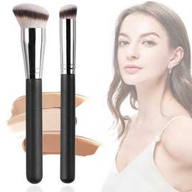 Make-up Pinsel, 2PCS Angewinkelter Synthetischer Kabuki Pinsel zum Mischen, Make-up Pinsel, Foundation Kontur Pinsel Set. Foundation Pinsel mit Weicher Synthetischer Faser