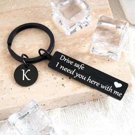 Drive safe keychain for boyfriend 26-letter keychain I need you with me keychain for Couple Husband Dad (K)