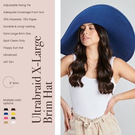 San Diego Hat Company Women's One Size Ultrabraid Extra Large Brim Floppy Hat with SPF Protection, Cobalt