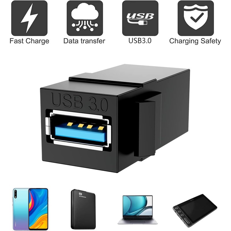 PANPEO USB 3.0 Keystone Jack Insert – Female to Female