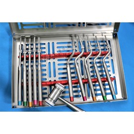 New Premium German Grade Sinus Lift Osteotomes Kit Straight Off Set Concave Mead Mallet Cassette Dental-A