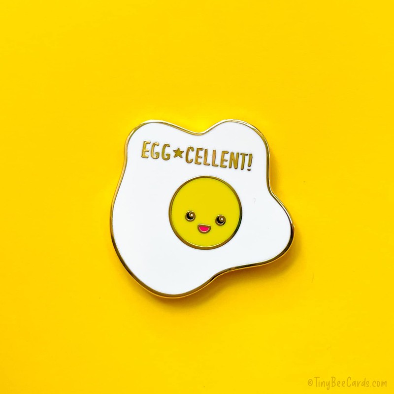 TINY BEE CARDS Egg-cellent Fried Egg Hard Enamel Pin
