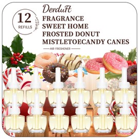 Plug-In Air Freshener Refills 12 Pack - Summer Scents with Sweet Home, Frosted Donut, Mistletoe, Candy Canes - Wall Plug in Refills 7.92 Fl Oz - Compatible with Air Wick & Glade