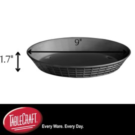 TableCraft Products 15759BK 9" Round Diner Platter w Base, Plypropylene, Black, Medium (Pack of 12)
