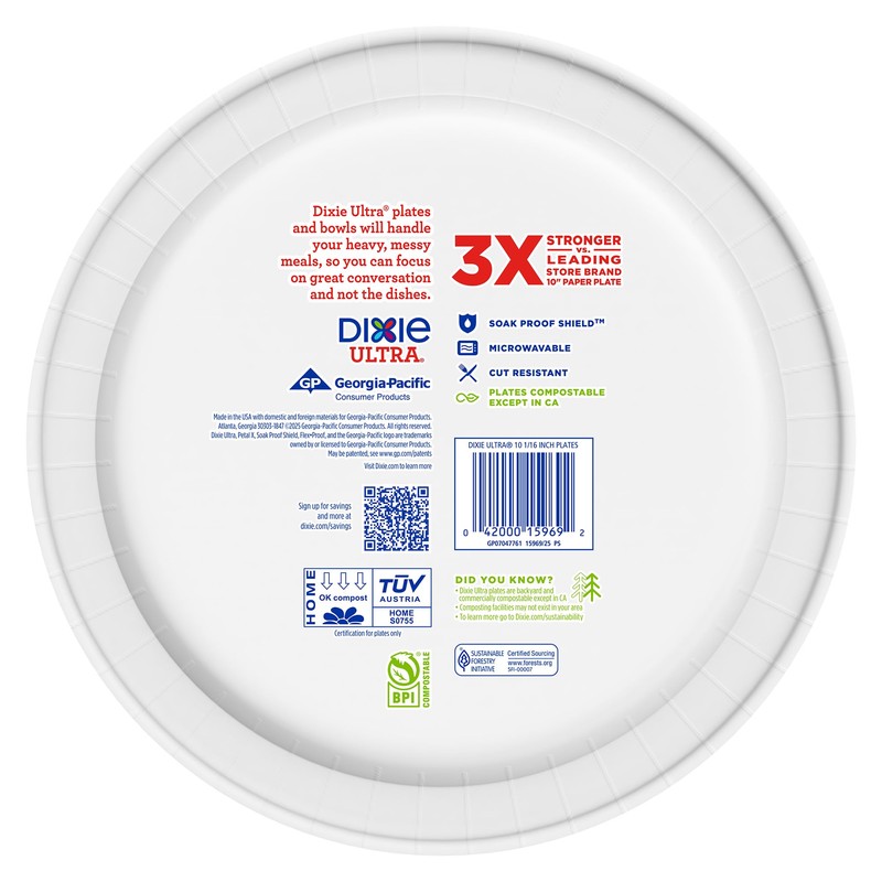 Dixie Ultra, Large Paper Plates, 10 Inch, 100 Count, 3X