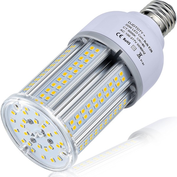 DJDTDTY 30W/60W/80W/100W/120W/150W/200W LED Corn Light Bulb, E26 E27 Base LED Corn Lamp, 4000 Lumen 5000K Daylight 110V~277V Corn Cob Light Bulb for Indoor Outdoor (watts, 30.00)