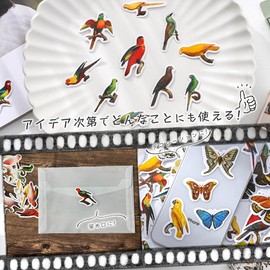 moin moin 2406sl307 Flake Stickers, 92 Piece Assorted Set, Small Birds, Canary, Parakeets, Watercolor, Illustrations, Planner, Letter, Reward, Schedule, Notebook, Letter, Decoration, Yellow, Orange,