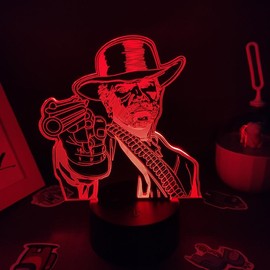 Red Dead Redemption 2 Game Figure Arthur Morgan Lamp - LED Night Light for Kids Bedroom - Color: 7 color no remote, Emitting Color: Black Lamp Base