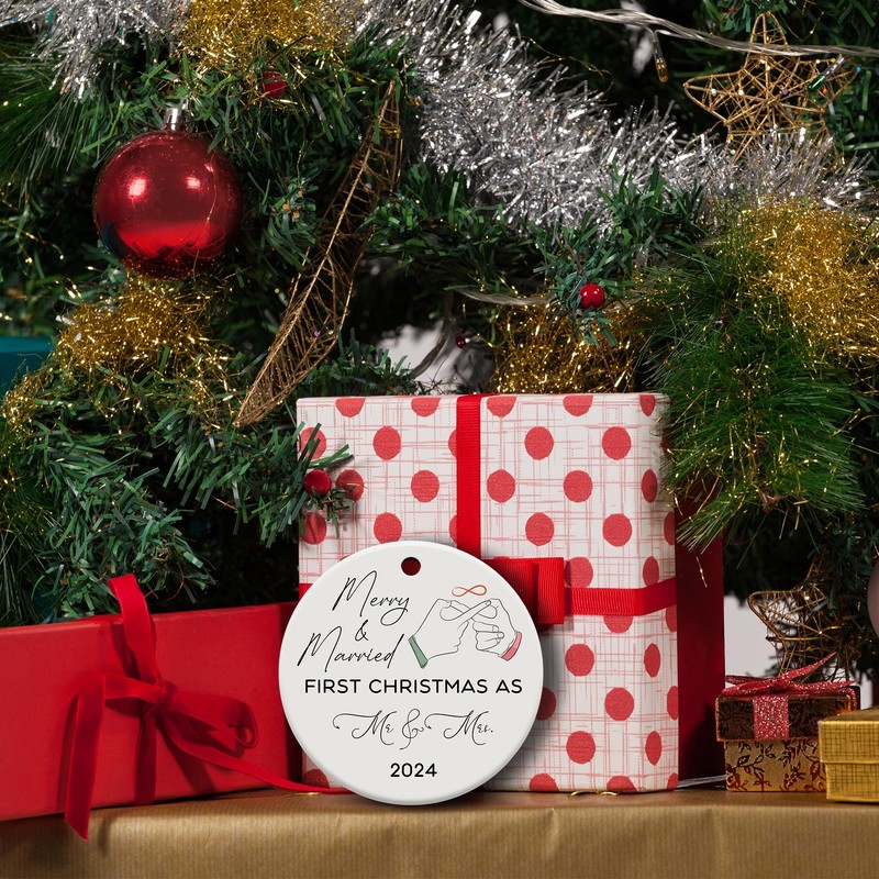 First Christmas Mr & Mrs Ornament 2024, Just Married Ornaments