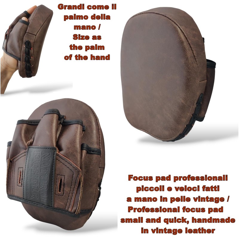 Curved Mini Focus Pad Leather Vintage Retro Style Mitt Muay