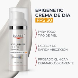 EUCERIN Crema de día FPS 30 Hyaluron-filler +Longevity Epigenetic, 50ml