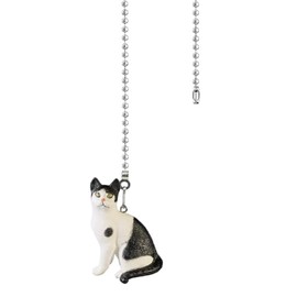 OMYZERO 12" Easy-Install Ceiling Fan Pull Chain Set with Decorative Pendant - Extender & Ball Chain Connector for Light Pull Chains, Ceiling Fan Hanging Ornament Accessories (Cat)