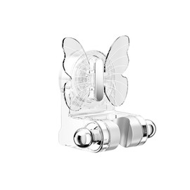 CHICHAUS Suction Cup Shower Head Holder Adjustable Height with 2 Hooks, Butterfly Shape Shower Head Holder Mounted at Various Heights Powerful Suction with No Need to Drill Holes