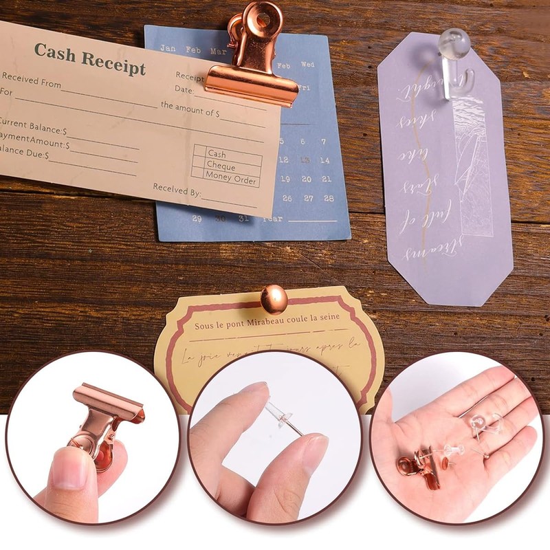 AIMALL 465 PCS Pushpin and Clip Set, Rose Gold Map