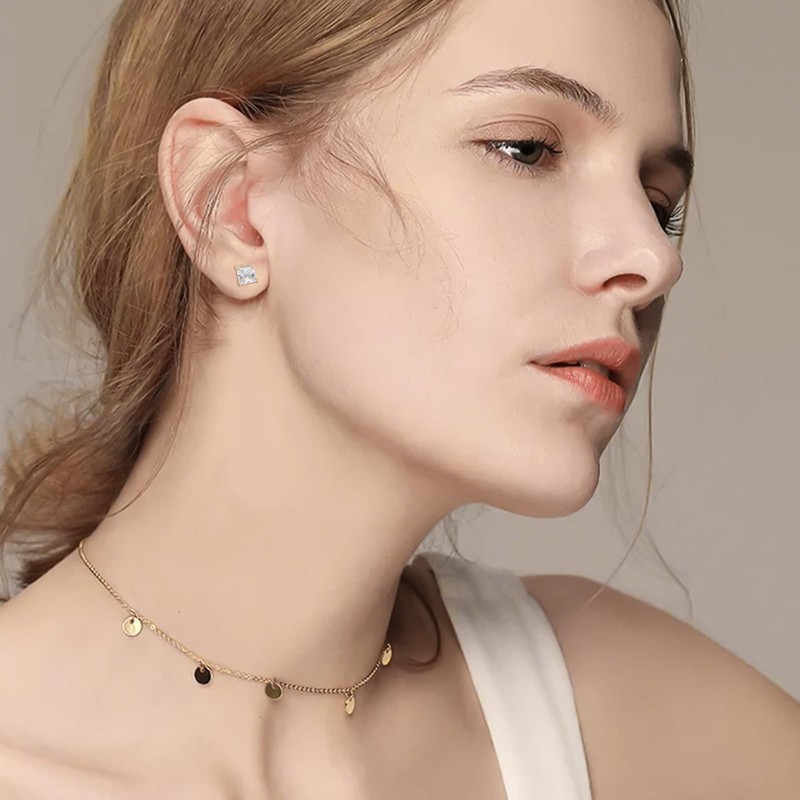 NEWITIN 2 Pairs Stainless Steel Magnetic Stud Earrings for Men