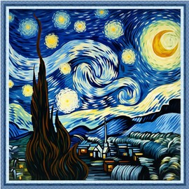 Lovxvouy Cross Stitch Stamped Kits pre-Printed Cross-Stitching 11CT Full Range of Embroidery Starter Kits for Beginners DIY Cross Stitch Kits for Adults Needlepoint Kits-VanGogh's starrysky 18x18 inch
