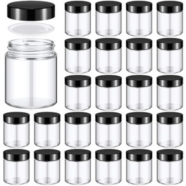 Domensi 6oz Glass Jars with Lids Leakproof Round Airtight Empty Cosmetic Jars with Inner Liners Lid for Storing Lotions Spices Ointments Candle Making Food Storage(24 Pcs,White Black)