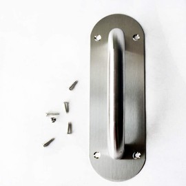 Stainless Steel Door Pull Handle 11.8 Inches Plate Commercial Door Handle - No Sharp Edge - Screws Included … (Small, Oval, Silver)