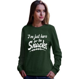 Go All Out XX-Large Forest Green Mens I'm Just Here For The Snacks Funny Football Party Sweatshirt Crewneck