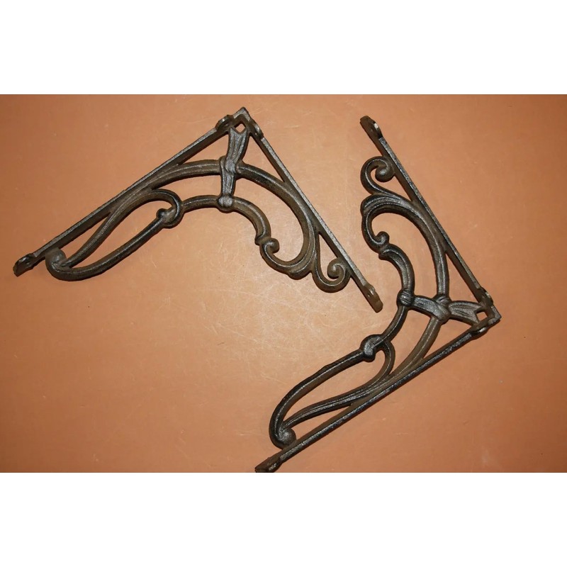 4- Decorative Cast Iron Shelf Bracket, Victorian Scroll Design, Corbels,