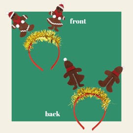 Needzo Gingerbread Man Bopper Headband, Festive Holiday Hair Band, Accessory for Photoshoots, Parties and More, One Size Fits Most, 9.75 Inches