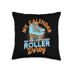 Roller Derby Pads Roller Skates for Adults Season Skating Roller Derby Player Throw Pillow, 16x16, Multicolor