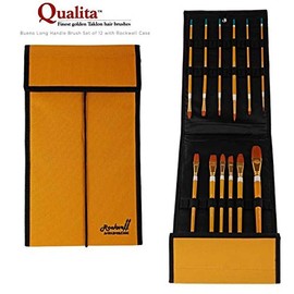 Creative Mark Paint Brush Set - Qualita Golden Taklon Value Brush Set - Long Handled Artist Paint Brushes for Watercolors, Acrylics, Gouaches, and Inks