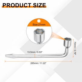 HARFINGTON 2pcs Car Spare Tire Lug Wrench 21mm CR-V Steel l Type Slotted End Hexagon Socket Wrench L-Shaped Tire Repair Tool for Automobile Repair