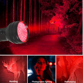 HQRP Portable Professional 51 LED Deep Red Flashlight with a Large Coverage Area for Observation, Ornithological Night Watching and Spotlighting of The Nocturnal Animals