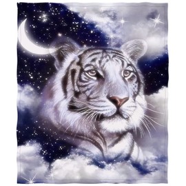 HommomH 40"x50" Blue Moon Tiger Blanket Soft Fluffy Fleece Throw for Couch Sofa Bed