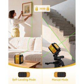 Laser Level with 40” Tripod,100Ft Self-Leveling Green Beam Horizontal and Vertical Cross-Line Laser for Home Decoration Carrying Pouch, Battery Included (40 Inch Tripod)