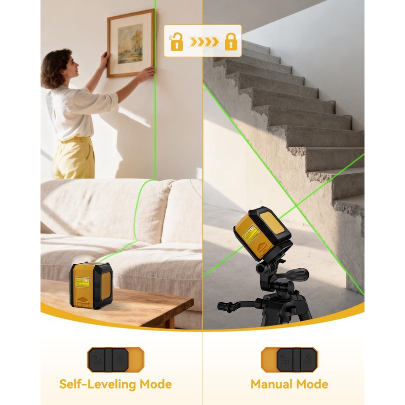 Laser Level with 40” Tripod,100Ft Self-Leveling Green Beam Horizontal and