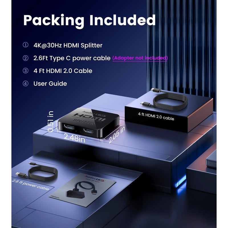 avedio links HDMI Splitter 1 in 2 Out [w/ 4