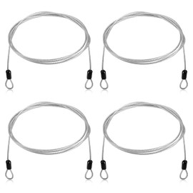 RUNEAY Wire Rope 1.5 m Steel Cable with Eyelets Pack of 4, Loop Cable Diameter 2.5 mm Stainless Steel Safety Rope, Wire Rope with Eyelets, Safety Cable Lock for Garden Furniture, Patio Furniture,