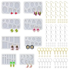 Vkyipg Resin Jewelry Molds,128 Pcs Multiple UV Resin Earring Mold with Holes,Basic Epoxy Keychain Kits Necklace Pendant Moldes