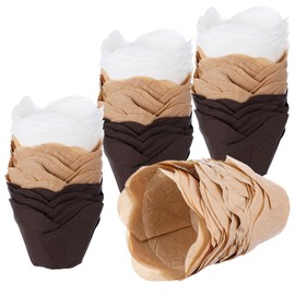 300 Pcs Lotus Tulip Cupcake Liners Baking Muffin Paper Baking Cups Cupcake Liners Holders Cupcake Wrapper for Party, Wedding, Birthday, Christmas, Baby Showers, 3 Colors