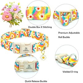 Lionheart glory Dog Collar-Sunflower Pattern Dog Collar Cute Colorful Dog Collars Heavy Duty Adjustable Collars for Medium Dogs Pet Gift Summer Spring Dog Collars