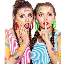 80 90s colorful star hoop earrings Colorful Big Hoop Earrings Retro Neon Earrings Dangle Earrings for Women (5CM C rose red)