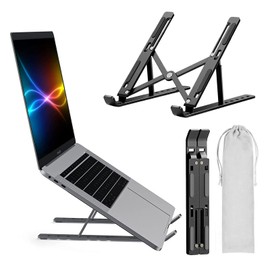 Laptop Stand Kamoon Portable Adjustable Tablet Computer Stand Aluminum Alloy Folding Laptop Stand Compatible MacBook Air Pro, HP More 10-15.6" Laptops & Tablet(Black)